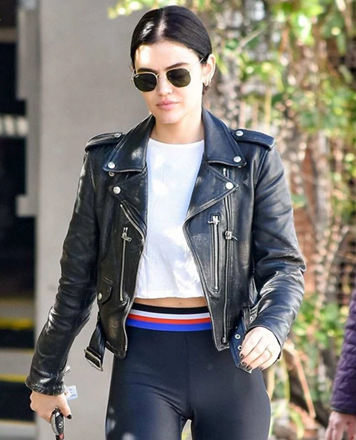 Lucy Hale Biker Leather Jacket