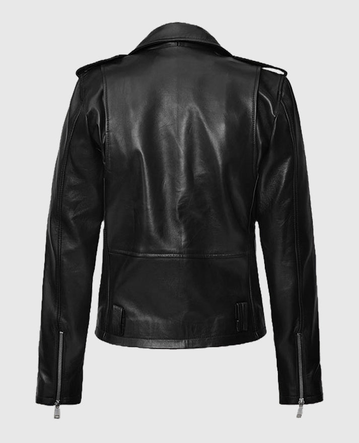 Lucy Hale Black Biker Leather Jacket