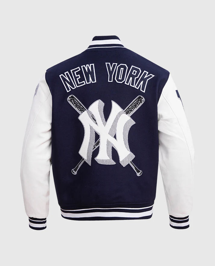 MLB New York Yankees Mens Blue Letterman Jacket