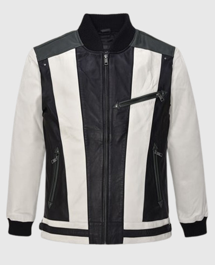Matthew Broderick Ferris Bueller's Day Off Black and White Leather Jacket
