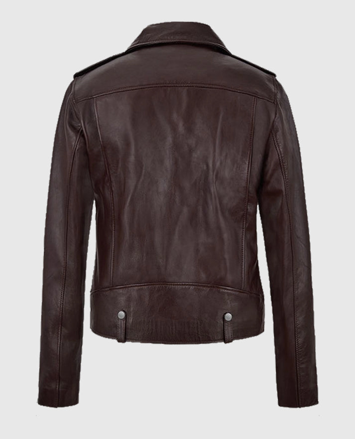 Meghan Markle Burgundy Leather Biker Jacket