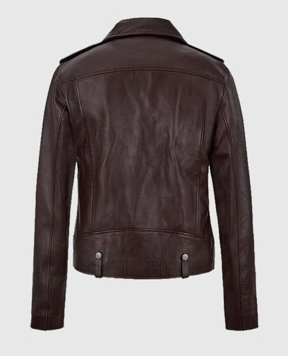 Meghan Markle Burgundy Leather Biker Jacket