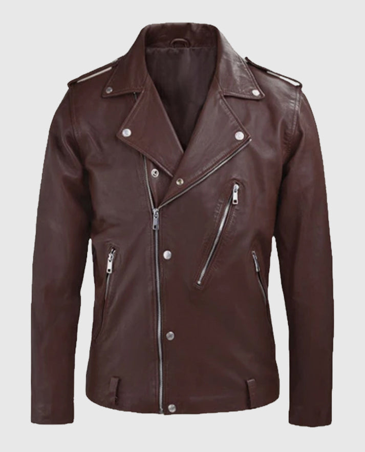 Beast Burgundy Biker Leather Jacket