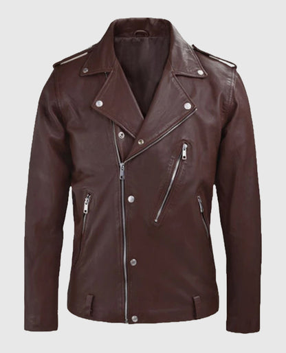 Beast Burgundy Biker Leather Jacket