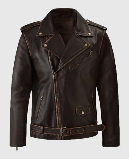 Shop Men's Enforcer Dark Brown Biker Leather Jacket