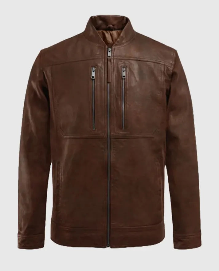 Men's Thunder Storm Spanish Brown Biker Leather Jacket
