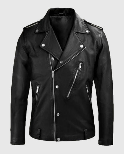 Mens Black Biker Beast Leather Jacket