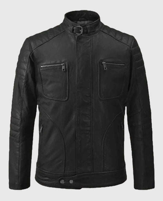 Firefly Moto Black Biker Leather Jacket For Men