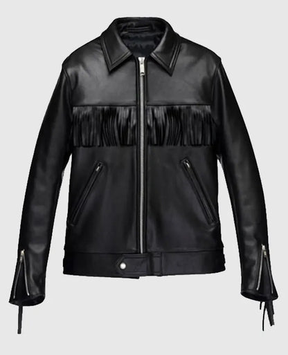 Men's Black Fringe Leather Jacket
