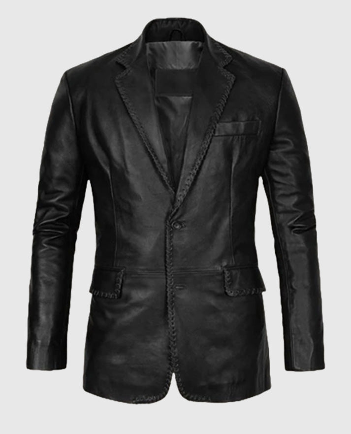 Men's Medieval Black Leather Blazer