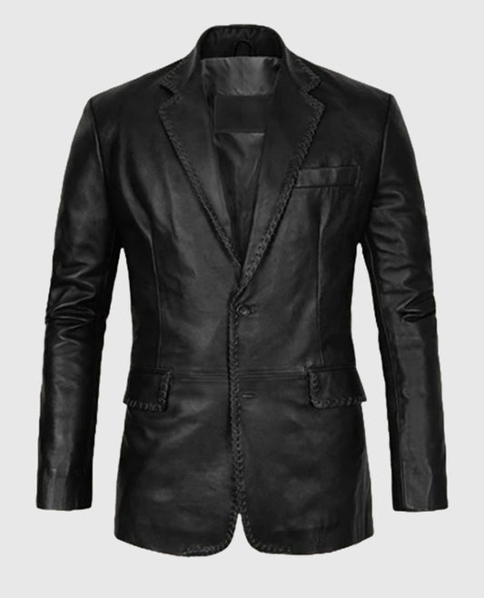 Men's Medieval Black Leather Blazer