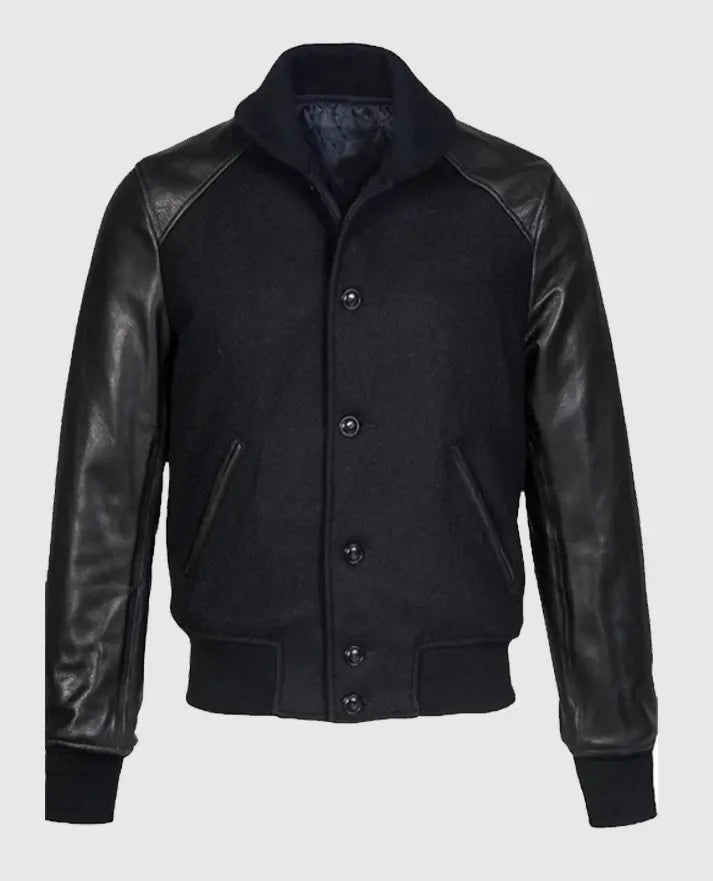 Men's Black Varsity Leather Jacket
