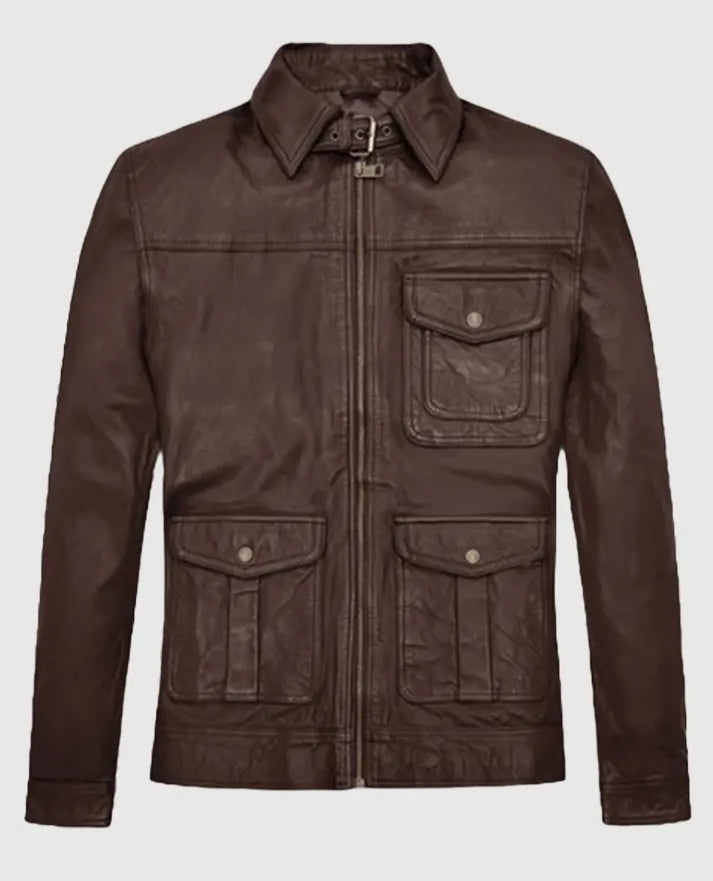 Buy Retro Style Brown Leather Jacket for Men