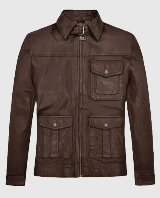 Buy Retro Style Brown Leather Jacket for Men