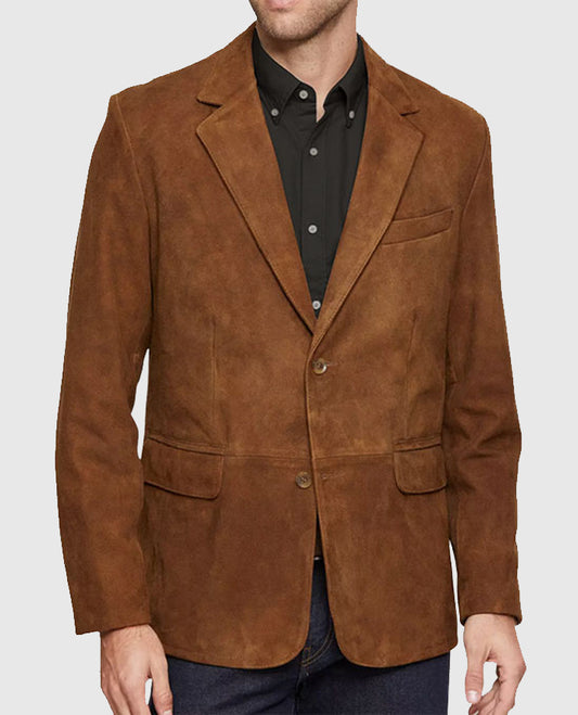 Shop Brown Men's Suede Leather Blazer