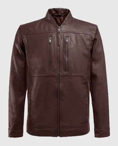Men's Thunder Storm Burgundy Biker Leather Jacket