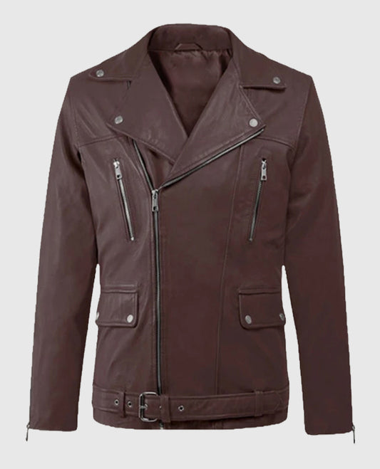 Men's Dauntless Burgundy Biker Leather Jacket
