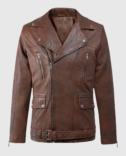 Men's Dauntless Spanish Brown Biker Leather Jacket