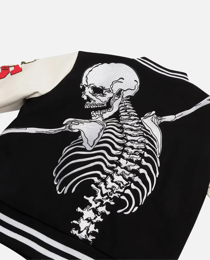 Men's Godspeed Skull Black & White Varsity Jacket