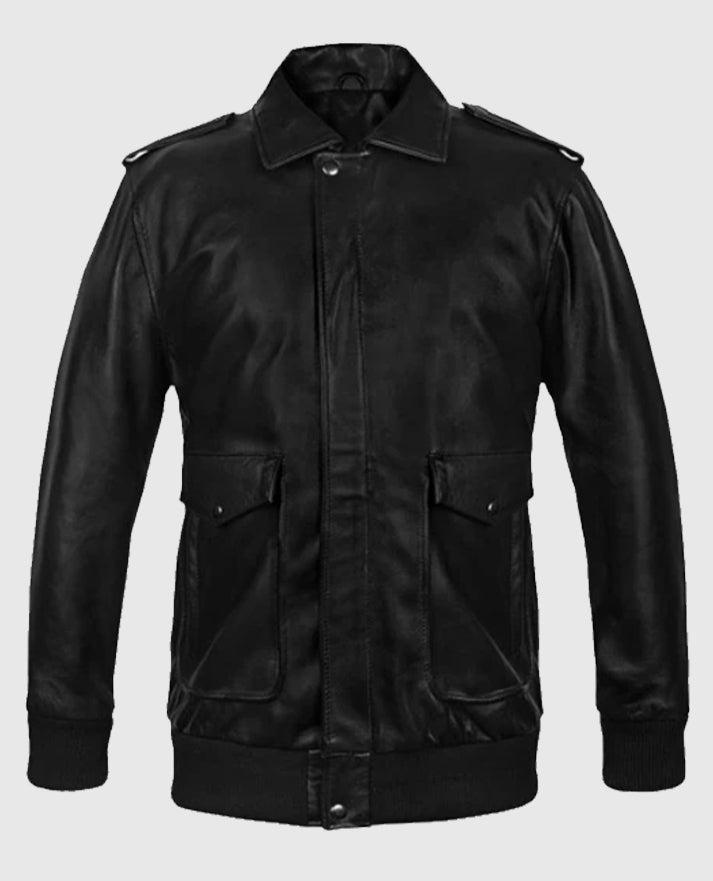 Mens Leather A2 Flight Bomber Jacket
