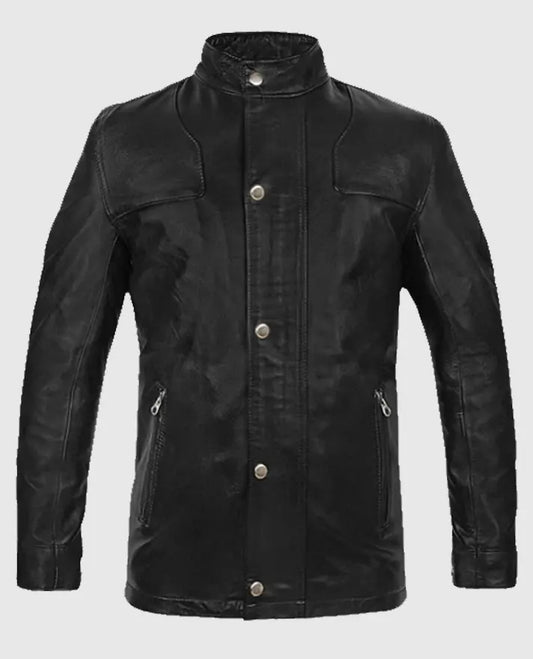 Mens Military Command Leather Jacket