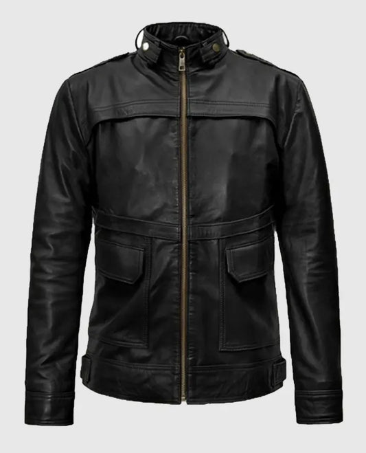 Men's Military Inspired Leather Jacket