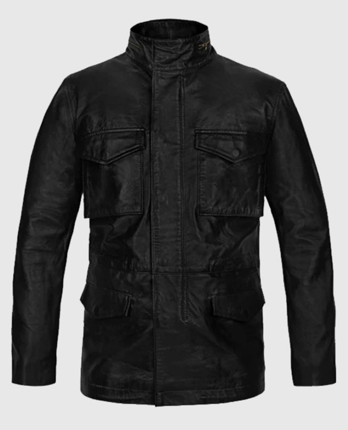Mens Military M-65 Leather Jacket
