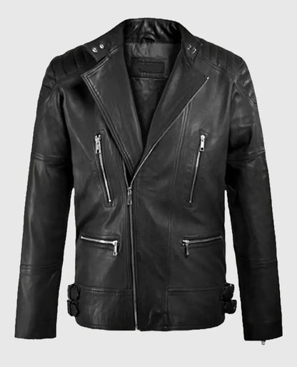 Men's Moto Black Shotgun Leather Jacket