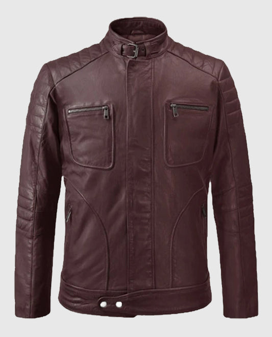 Buy Men's Firefly Moto Burgundy Biker Leather Jacket