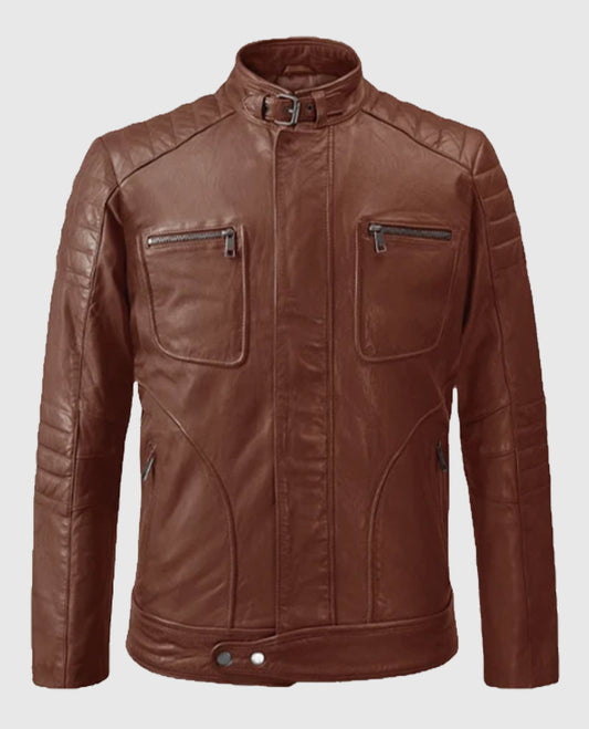 Mens Moto Firefly Tan Leather Jacket