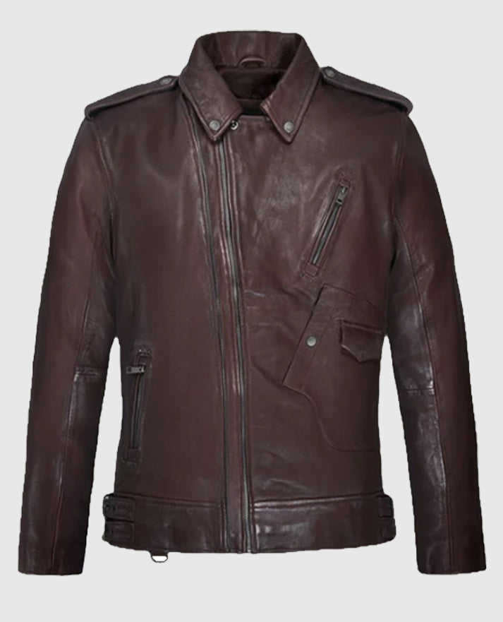 Falcon Burgundy Rider Leather Jacket for Men - Shop Now