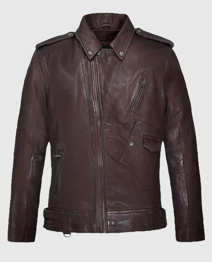Falcon Burgundy Rider Leather Jacket for Men - Shop Now