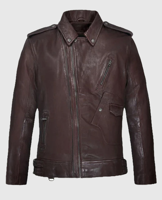 Falcon Burgundy Rider Leather Jacket for Men - Shop Now