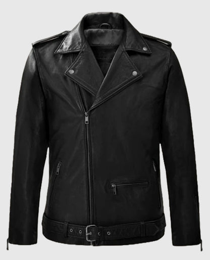 Men's Rutland Bike Riding Black Leather Jacket