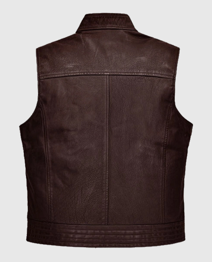 Mens Road Shaper Dark Brown Leather Vest