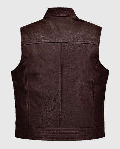 Mens Road Shaper Dark Brown Leather Vest