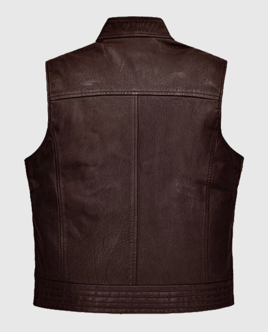 Mens Road Shaper Dark Brown Leather Vest
