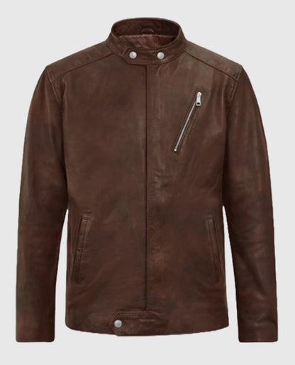 Mens Spanish Brown Biker Motorad Leather Jacket