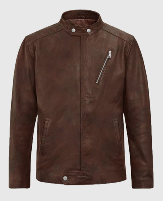 Mens Spanish Brown Biker Motorad Leather Jacket