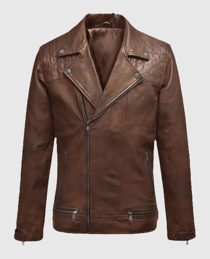 Mens Spanish Brown Ironwood Biker Jacket