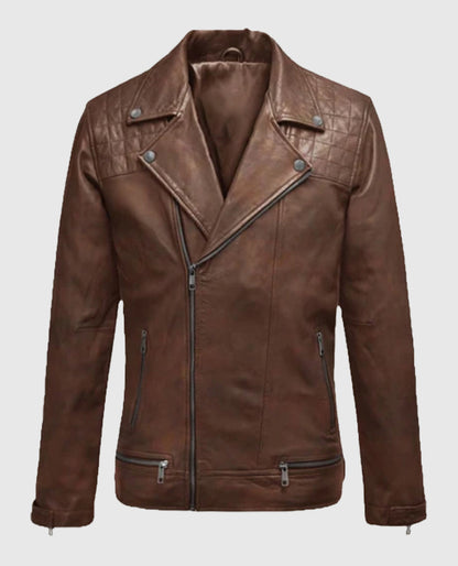 Mens Spanish Brown Ironwood Biker Jacket