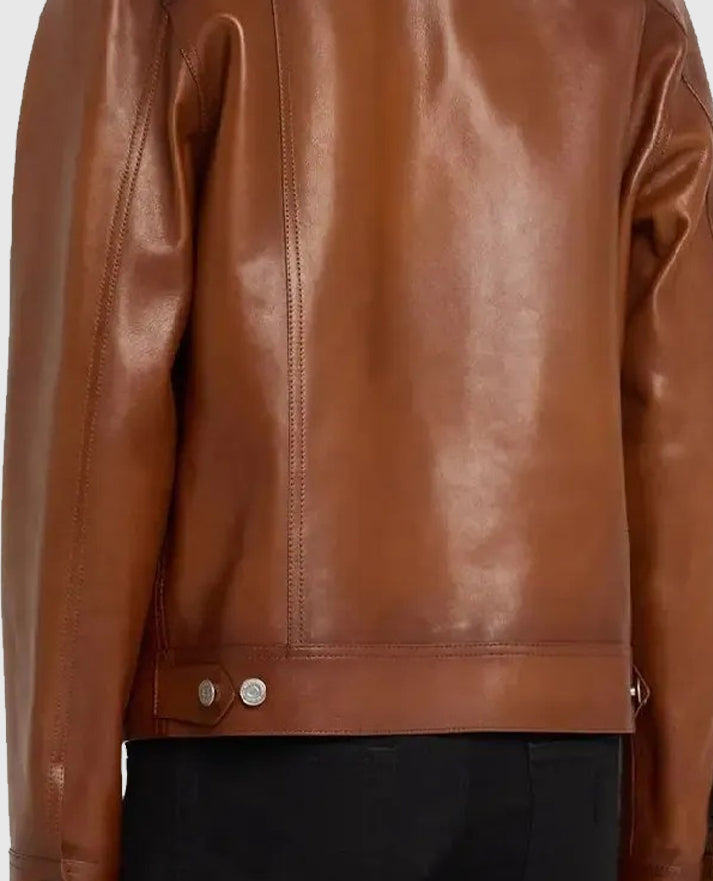 Mike Epps Brown Leather Trucker Jacket