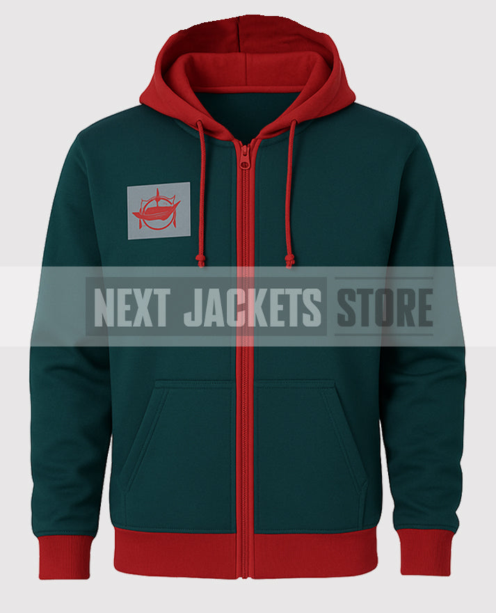 Miles Morales Spider Verse Green Zip up Hoodie