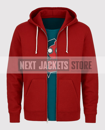 Miles Morales Spider Verse Red Zip up Hoodie
