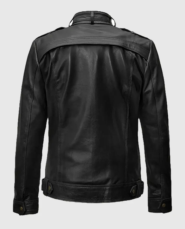 Military Inspired Leather Jacket For Men