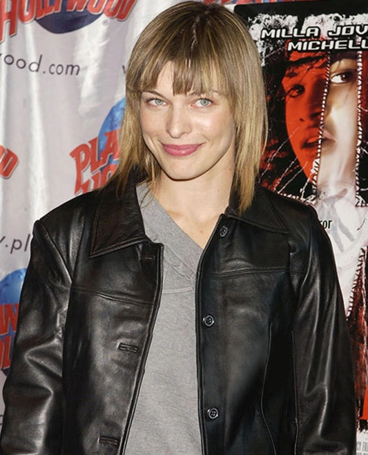 Milla Jovovich Black Leather Jacket