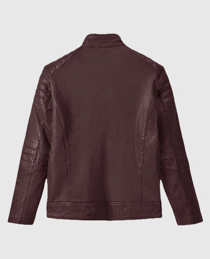 Moto Burgundy Firefly Leather Jacket for Men