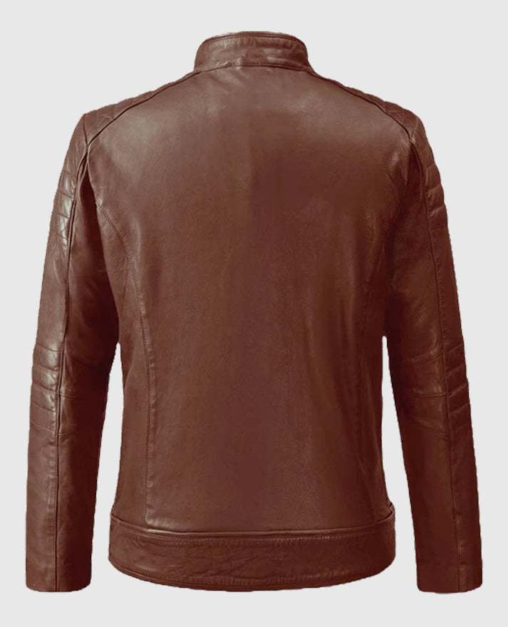 Moto Firefly Tan Leather Jacket for Men