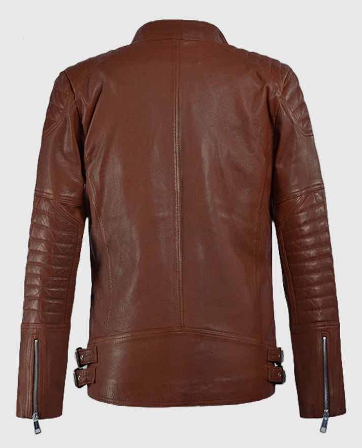 Men's Moto Shotgun Tan Leather Jacket - second image