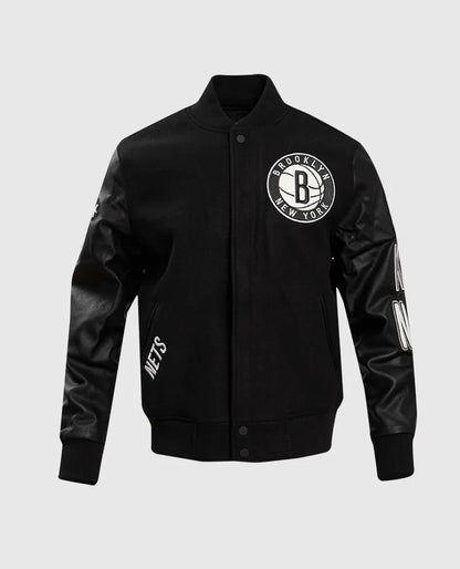 NBA Brooklyn Nets Mens Black Varsity Jacket
